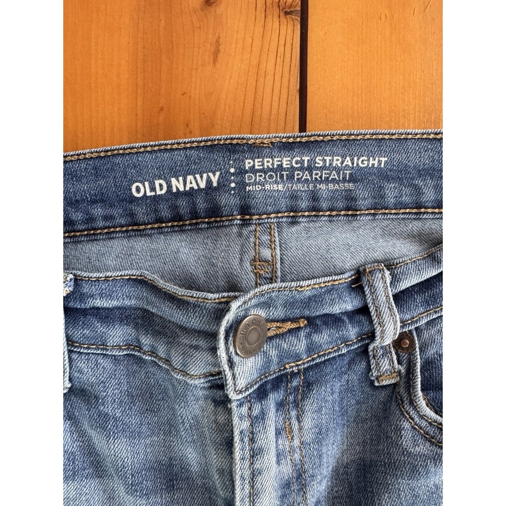 Old Navy Straight Mid-Rise Women's Jeans Blue Denim Medium Wash